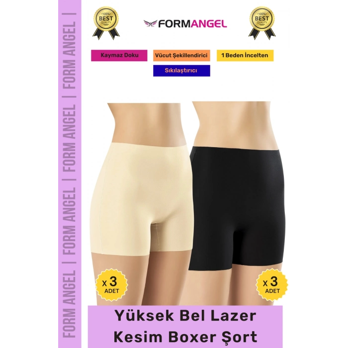 #Korse İz Göstermeyen Lazer Kesim Toparlayıcı Şekillendirici Rahat Yüksek Bel Boxer Korse 6lı Set