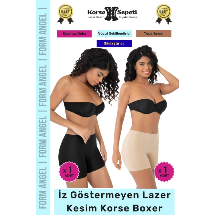 #Korse İz Göstermeyen Kaymaz Basen Toparlayıcı Şekillendiren Lazer Kesim Korse Boxer 2li Set