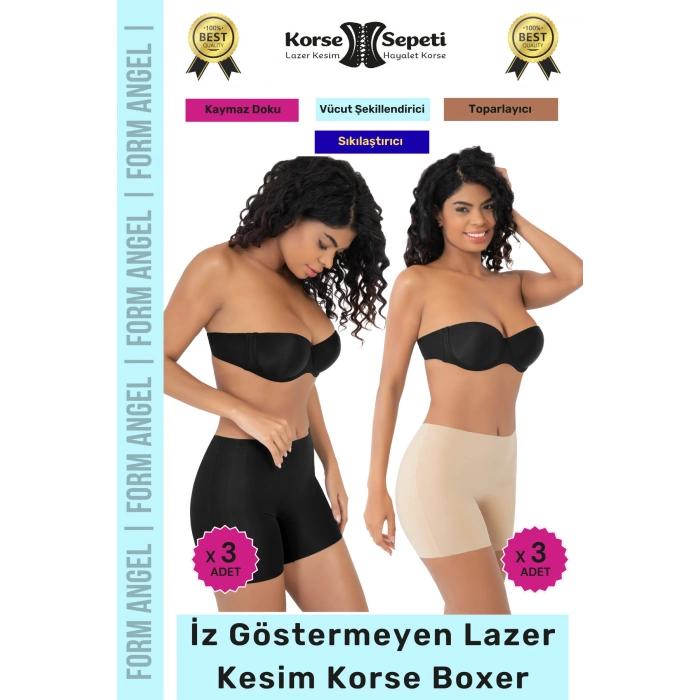 #Korse İz Göstermeyen Kaymaz Basen Toparlayıcı Şekillendiren Lazer Kesim Korse Boxer 6lı Set