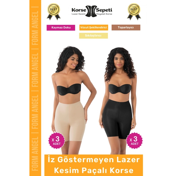 #Korse İz Yapmayan Kaymayı Önleyen Toparlayıcı Sıkılaştıran Lazer Kesim Paçalı Korse 6lı Set