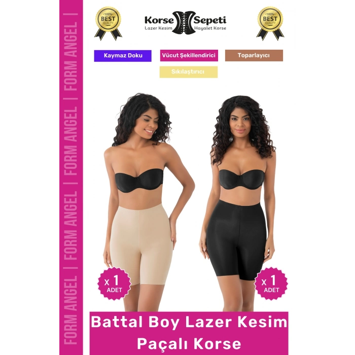 #Korse İz Yapmayan Kaymaz Toparlayıcı Sıkılaştıran Battal Boy Lazer Kesim Paçalı Korse 2li Set