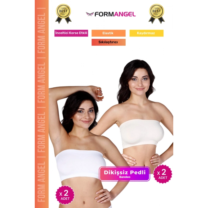 #Bandeo Seamless Toparlayıcı Kadın Basic Örme Dikişsiz Pedli Bandeo Büstiyer 4lü Set