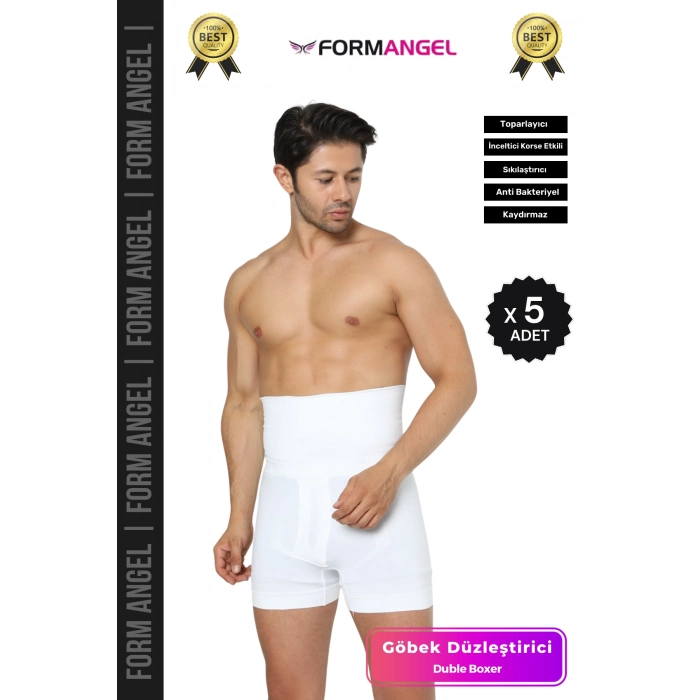 #BoxerKorse Göbek Düzleştirici Bel Basen Toparlayıcı Sıkılaştırıcı Duble Erkek Boxer Korse - 5 Adet