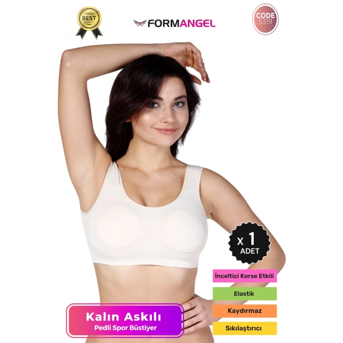 #Büstiyer Dikişsiz Seamless Kadın Esnek Yumuşak Kumaş Kalın Askılı Pedli Spor Büstiyer - 1 Adet