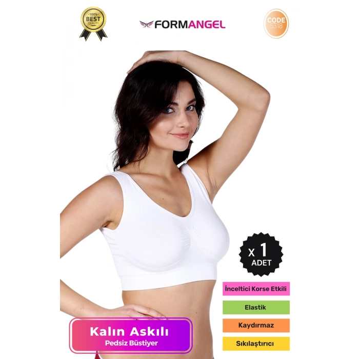 #Büstiyer Dikişsiz Seamless Kadın Esnek Yumuşak Kumaş Kalın Askılı Pedsiz Spor Büstiyer - 1 Adet