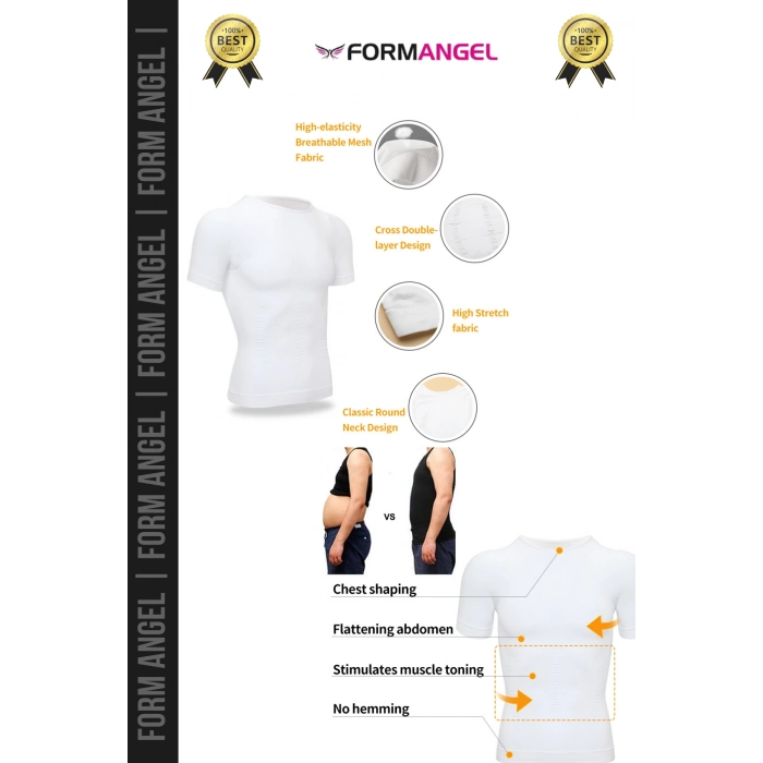 #ErkekKorse Dik Duruş Vücut Bel Göğüs Toparlayıcı Göbek Sıkılaştırıcı Kısa Kol Korse Atlet - 4 Adet