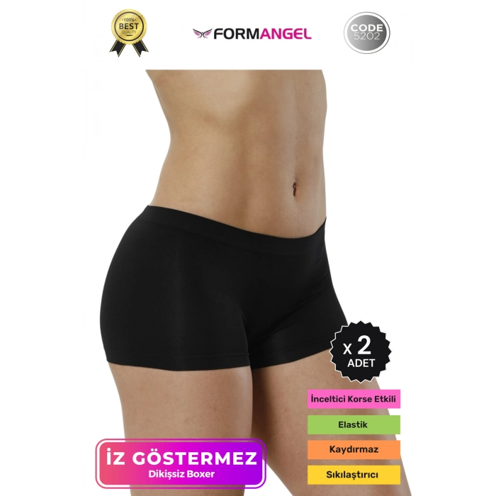 #KadınBoxer Toparlayıcı Şekillendirici Seamless Kaymaz Kadın Dikişsiz Boxer İç Çamaşırı - 2 Adet
