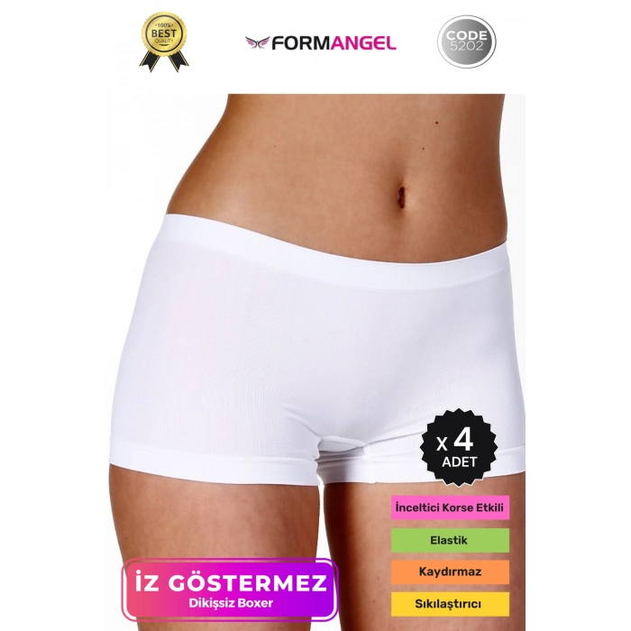 #KadınBoxer Toparlayıcı Şekillendirici Seamless Kaymaz Kadın Dikişsiz Boxer İç Çamaşırı - 4 Adet