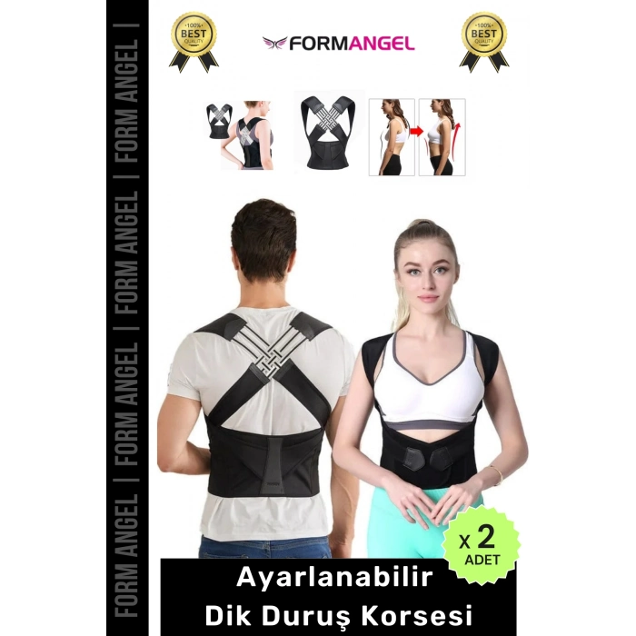 #Korse Kamburluk Önleyici Ayarlanabilir Ortopedik Medikal Kadın Erkek Dik Duruş Korsesi - 2 Adet
