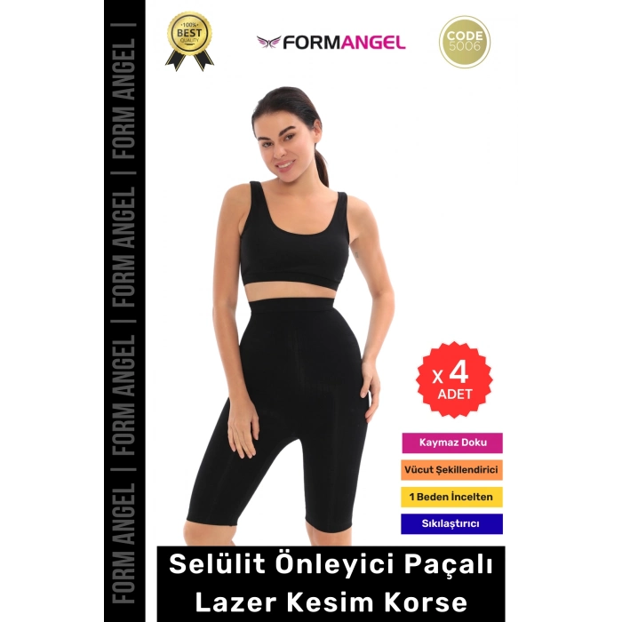#Korse Lazer Kesim Dikişsiz İz Göstermeyen Toparlayıcı Kaymaz Selülit Önleyici Paçalı Korse - 4 Adet
