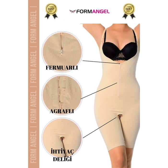 #Korse Vücut Şekillendiren Toparlayıcı Özel Bölgesi Açık Kaymaz Fermuarlı Tam Boy Korse - 1 Adet