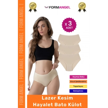 #Külot Lazer Kesim İz Yapmaz Dikişsiz Esnek Rahat Toparlayıcı Kadın Hayalet Bato Külot - 3 Adet