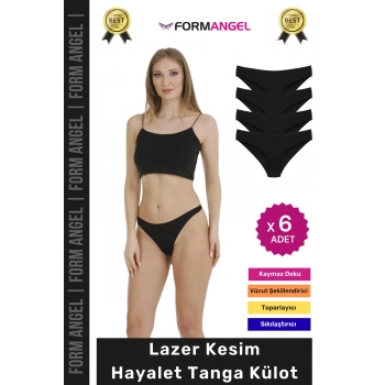 #Külot Lazer Kesim İz Yapmaz Dikişsiz Esnek Rahat Toparlayıcı Kadın Hayalet Tanga Külot - 6 Adet