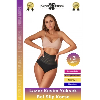 #Korse Vücut Şekillendirici Karın Bel Toparlayıcı Lazer Kesim Yüksek Bel Slip Korse - 3 Adet