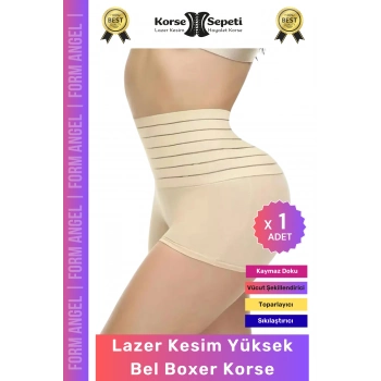 #Korse Vücut Toparlayıcı Şekillendirici Kaymaz Doku Lazer Kesim Yüksek Bel Boxer Korse - 1 Adet