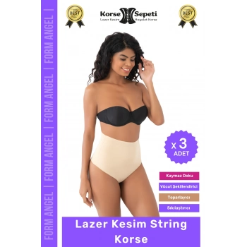 #Korse İz Yapmaz Göstermeyen Kaymaz Doku Toparlayıcı Sıkılaştıran Lazer Kesim String Korse - 3 Adet