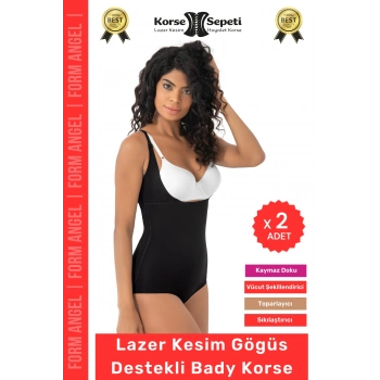 #Korse Kayma Önleyen 2 Beden Küçülten İz Yapmayan Lazer Kesim Göğüs Destekli Body Korse - 2 Adet
