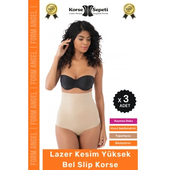 #Korse Toparlayıcı Kaymaz 2 Beden Küçülten Kadın Lazer Kesim Yüksek Bel Slip Korse - 3 Adet