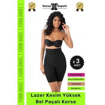 #Korse Kaymayı Önleyen 2 Beden Küçülten Toparlayıcı Lazer Kesim Yüksek Bel Paçalı Korse - 3 Adet
