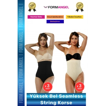 #Korse Seamless Dikişsiz Toparlayıcı Vücut Şekillendiren Kaymaz Yüksek Bel String Korse 6lı Set