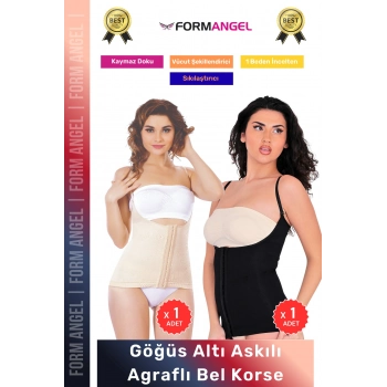 #Korse Vücut Şekillendiren Toparlayıcı Kadın Göğüs Altı Askılı Agraflı Bel Korse 2li Set