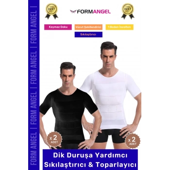 #ErkekKorse Dik Duruş Vücut Bel Göğüs Toparlayıcı Göbek Sıkılaştırıcı Kısa Kol Korse Atlet 4lü Set