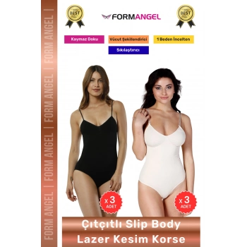 #Korse Lazer Kesim Seamless İz Göstermeyen Toparlayıcı Kaymayan Çıtçıtlı Slip Body Korse 6lı Set