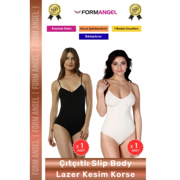 #Korse Lazer Kesim Seamless İz Göstermeyen Toparlayıcı Kaymayan Çıtçıtlı Slip Body Korse 2li Set
