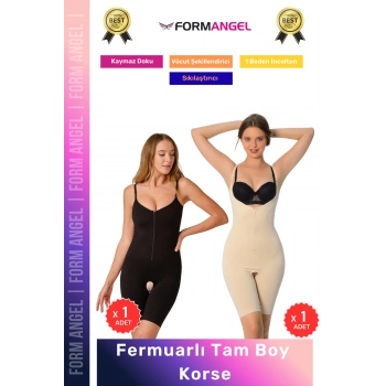 #Korse Vücut Şekillendiren Toparlayıcı Özel Bölgesi Açık Kaymaz Fermuarlı Tam Boy Korse 2li Set