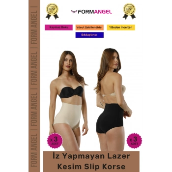 #Korse 2 Beden İncelten Toparlayıcı İz Göstermeyen Kaymaz Kadın Lazer Kesim Slip Korse 6lı Set