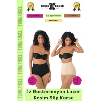 #Korse İz Yapmayan 2 Beden Küçülten Kaymaz Toparlayıcı Lazer Kesim Slip Korse 2li Set