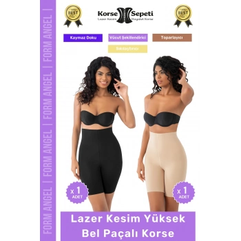 #Korse Kaymayı Önleyen 2 Beden Küçülten Toparlayıcı Lazer Kesim Yüksek Bel Paçalı Korse 2li Set