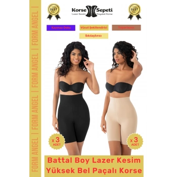 #Korse 2 Beden Küçülten Kaymaz Toparlayıcı Battal Boy Lazer Kesim Yüksek Bel Paçalı Korse 6lı Set