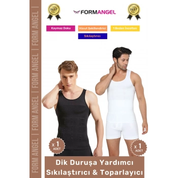 #ErkekKorse Dik Duruş Vücut Bel Göğüs Toparlayıcı Göbek Sıkılaştırıcı Erkek Korse Atlet 2li Set
