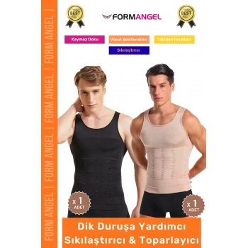 #ErkekKorse Dik Duruş Vücut Bel Göğüs Toparlayıcı Göbek Sıkılaştırıcı Erkek Korse Atlet 2li Set