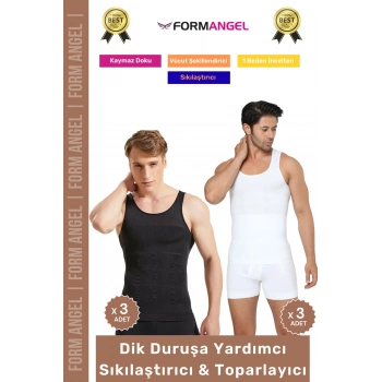 #ErkekKorse Dik Duruş Vücut Bel Göğüs Toparlayıcı Göbek Sıkılaştırıcı Erkek Korse Atlet 6lı Set