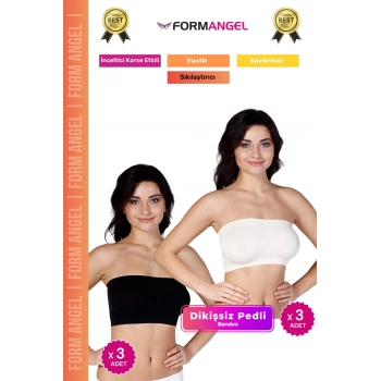 #Bandeo Seamless Toparlayıcı Kadın Basic Örme Dikişsiz Pedli Bandeo Büstiyer 6lı Set