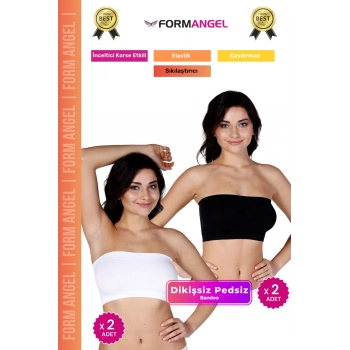 #Bandeo Seamless Toparlayıcı Kadın Basic Örme Dikişsiz Pedsiz Bandeo Büstiyer 4lü Set