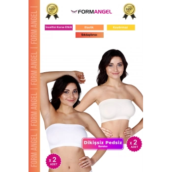 #Bandeo Seamless Toparlayıcı Kadın Basic Örme Dikişsiz Pedsiz Bandeo Büstiyer 4lü Set