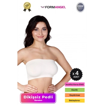 #Bandeo Seamless Toparlayıcı Kadın Basic Örme Dikişsiz Pedli Bandeo Büstiyer - 4 Adet