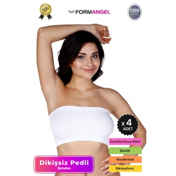 #Bandeo Seamless Toparlayıcı Kadın Basic Örme Dikişsiz Pedli Bandeo Büstiyer - 4 Adet