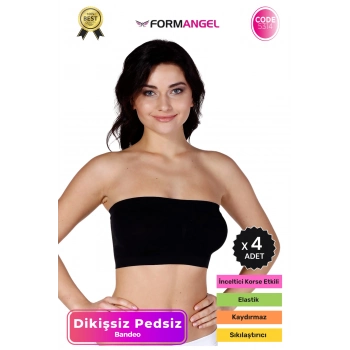 #Bandeo Seamless Toparlayıcı Kadın Basic Örme Dikişsiz Pedsiz Bandeo Büstiyer - 4 Adet