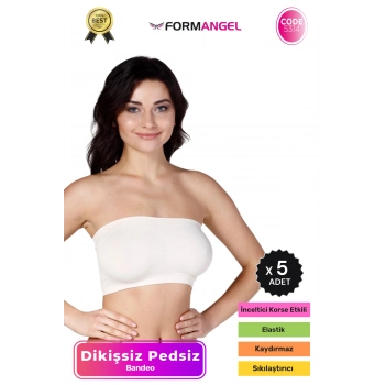 #Bandeo Seamless Toparlayıcı Kadın Basic Örme Dikişsiz Pedsiz Bandeo Büstiyer - 5 Adet