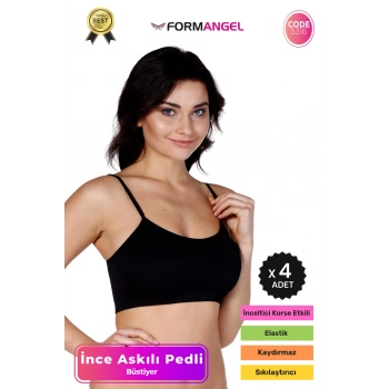 #Büstiyer Dikişsiz Seamless Kadın Esnek Yumuşak Kumaş İp İnce Askılı Pedli Spor Büstiyer - 4 Adet