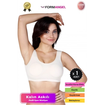 #Büstiyer Dikişsiz Seamless Kadın Esnek Yumuşak Kumaş Kalın Askılı Pedli Spor Büstiyer - 1 Adet