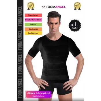 #ErkekKorse Dik Duruş Vücut Bel Göğüs Toparlayıcı Göbek Sıkılaştırıcı Kısa Kol Korse Atlet - 1 Adet