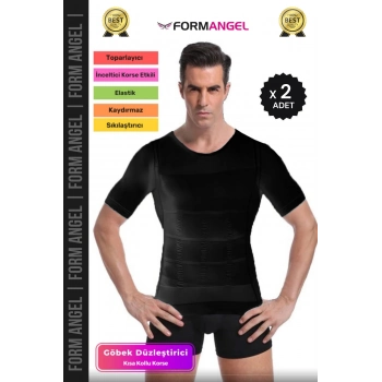 #ErkekKorse Dik Duruş Vücut Bel Göğüs Toparlayıcı Göbek Sıkılaştırıcı Kısa Kol Korse Atlet - 2 Adet