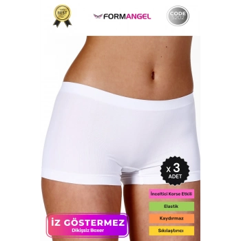 #KadınBoxer Toparlayıcı Şekillendirici Seamless Kaymaz Kadın Dikişsiz Boxer İç Çamaşırı - 3 Adet
