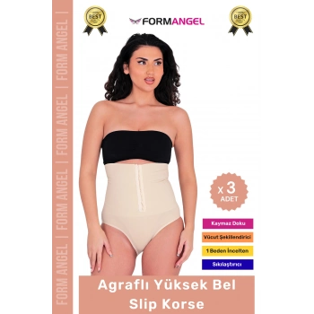 #Korse Vücut Şekillendiren Toparlayıcı Kaymaz Agraflı Yüksek Bel Slip Kadın Külot Korse - 3 Adet