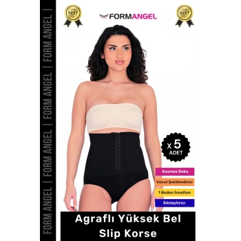 #Korse Vücut Şekillendiren Toparlayıcı Kaymaz Agraflı Yüksek Bel Slip Kadın Külot Korse - 5 Adet